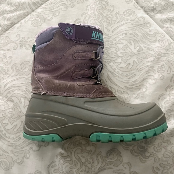Khombu girls snow boots. Size 2, grey and purple. - Picture 1 of 3
